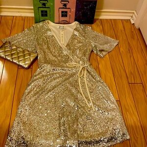 Beautiful Gold Sequins dress . Closet clear out. No returns. Christmas party!